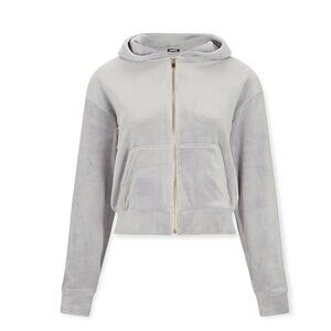 Express Gray Velour Zip Up Hoodie